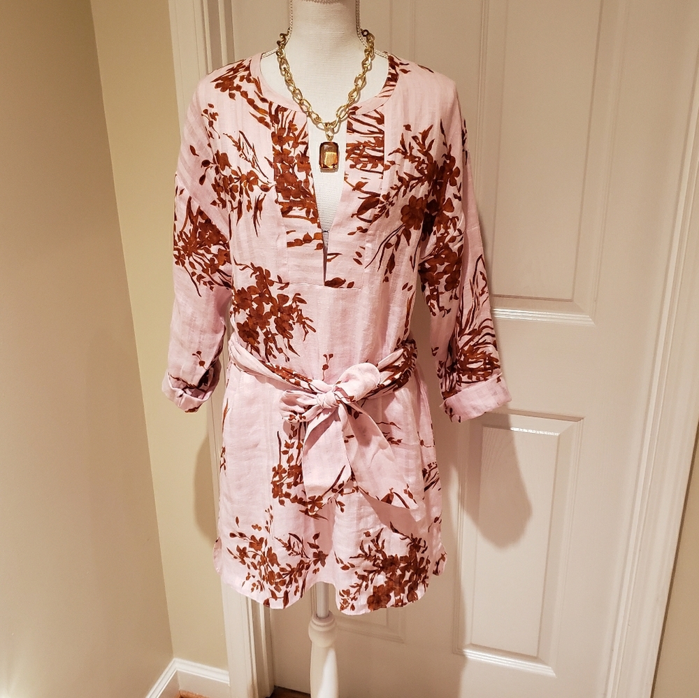 NWT, JOIE Floral Print Jacquard linen tunic dress